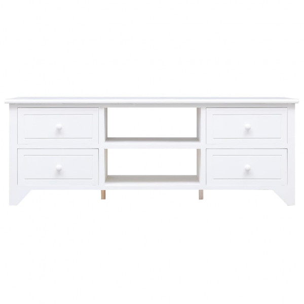 Mueble para TV madera maciza de paulownia blanco 108x30x40 cm D