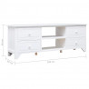 Mueble para TV madera maciza de paulownia blanco 108x30x40 cm 4