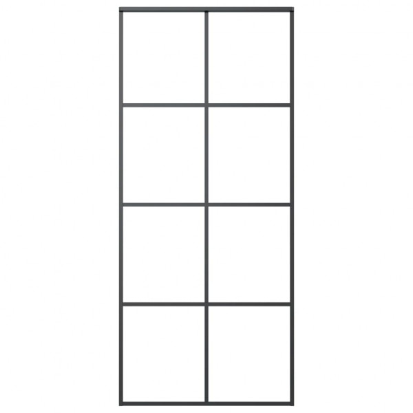 Puerta corredera vidrio ESG y aluminio negro 90x205 cm M 2