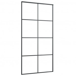 Puerta corredera vidrio ESG y aluminio negro 102.5x205 cm H