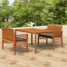 Set comedor de jardín 3 pzas y cojines madera maciza de acacia 1