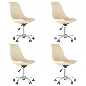 Cadeiras de jantar giratórias 4 pcs tecido cor creme H