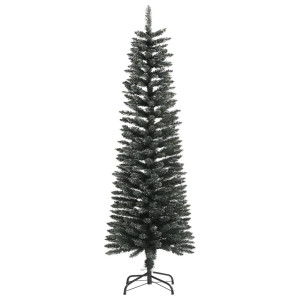Árbol Navidad artificial estrecho con soporte PVC verde 150 cm H