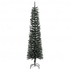 Árvore de Natal artificial fina com suporte 210 cm PVC verde H