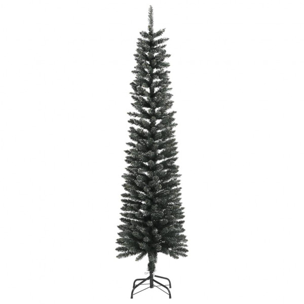 Árbol Navidad artificial estrecho con soporte PVC verde 210 cm M 2