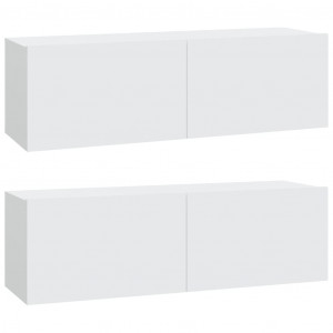 Armários TV parede 2pcs 100x30x30 cm derivados madeira branco H
