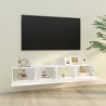 Armários TV parede 2pcs 100x30x30 cm derivados madeira branco 3