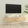 Mueble TV de pared 2 uds madera contrachapada roble 100x30x30cm 1