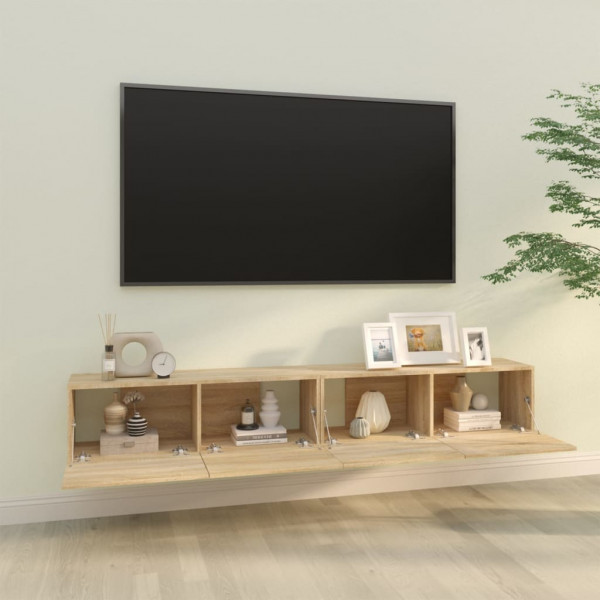 Mueble TV de pared 2 uds madera contrachapada roble 100x30x30cm M 3