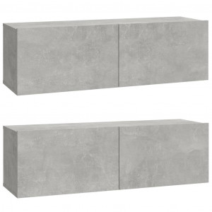 Mueble TV de pared 2 uds madera contrachapada gris 100x30x30cm H