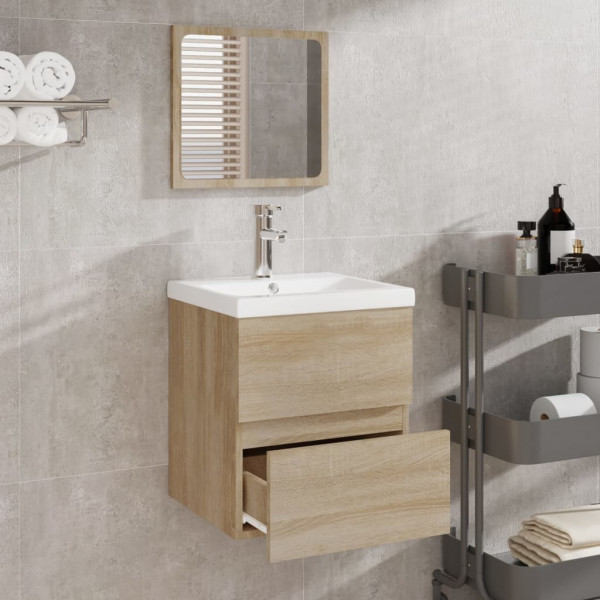 Armario de baño con espejo madera de ingeniería roble Sonoma M 3