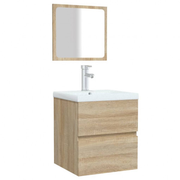 Armario de baño con espejo madera de ingeniería roble Sonoma M 4