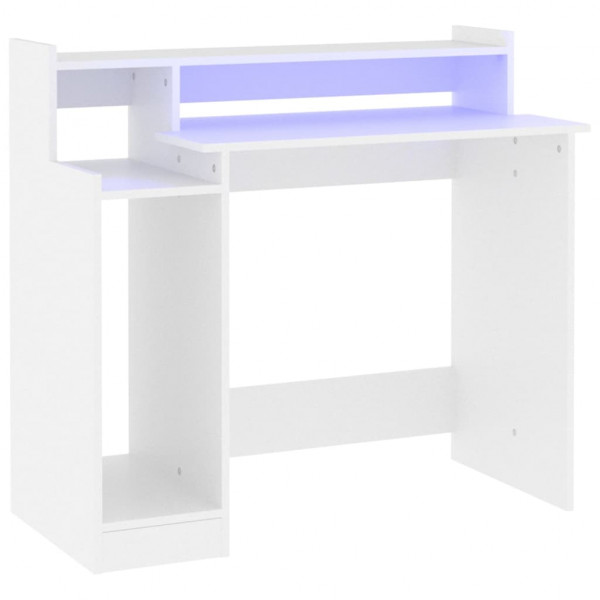Escritorio con luz LED madera contrachapada blanco 97x45x90 cm M 2