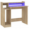 Escritorio con LED madera contrachapada roble sonoma 97x45x90cm 2