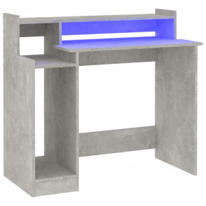 Escritorio LED madera contrachapada gris hormigón 97x45x90 cm H