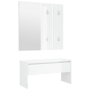 Set de muebles de recibidor madera contrachapada blanco brillo H