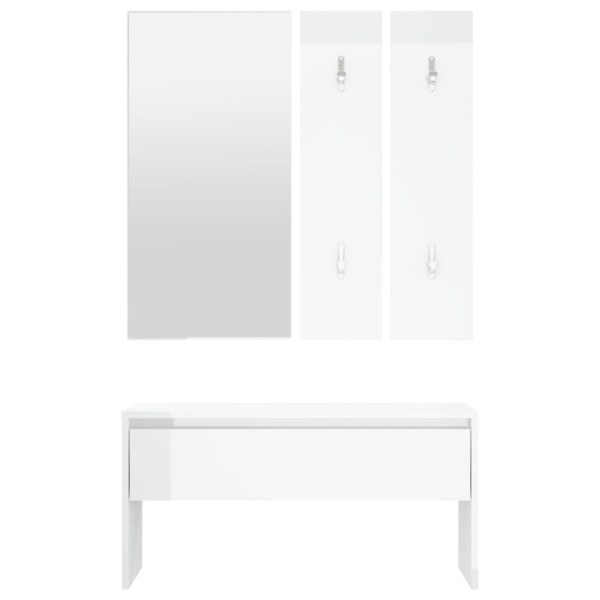 Set de muebles de recibidor madera contrachapada blanco brillo M 5