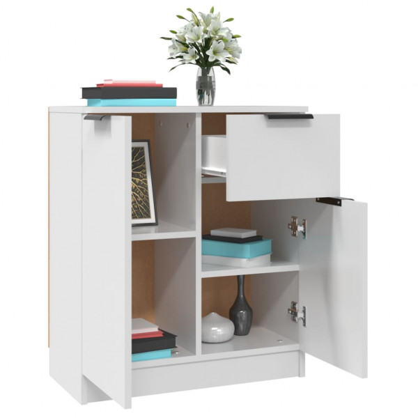 Aparador de madera contrachapada blanco 60x30x70 cm M 5