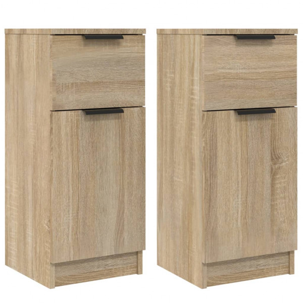 Aparadores 2 uds madera contrachapada roble Sonoma 30x30x70 cm M 2