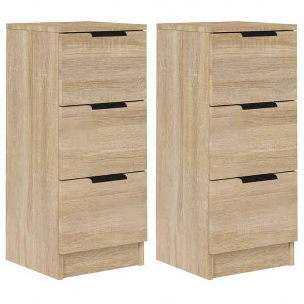 Aparadores 2 uds madera contrachapada roble Sonoma 30x30x70 cm M 2