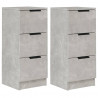Aparador 2 uds madera contrachapada gris hormigón 30x30x70 cm 2