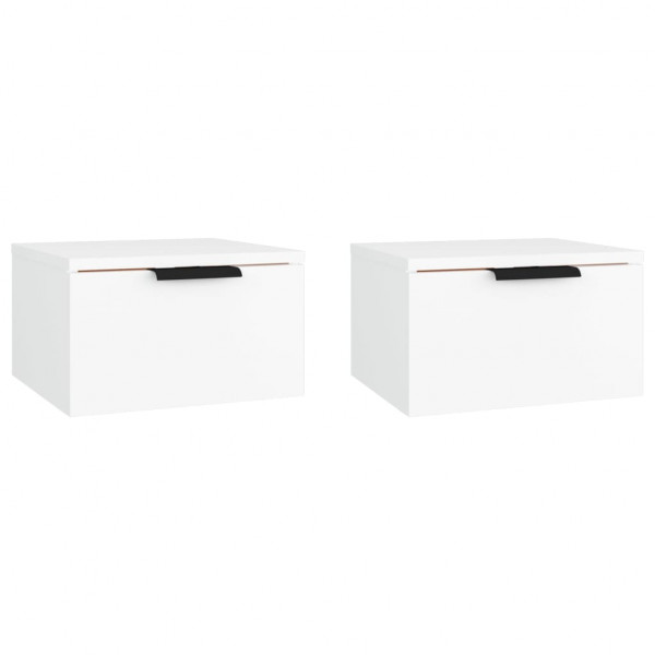 Mesitas de noche de pared 2 uds blanco 34x30x20 cm M 2