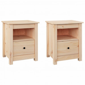 Mesitas de noche 2 uds madera maciza de pino 40x35x49 cm H