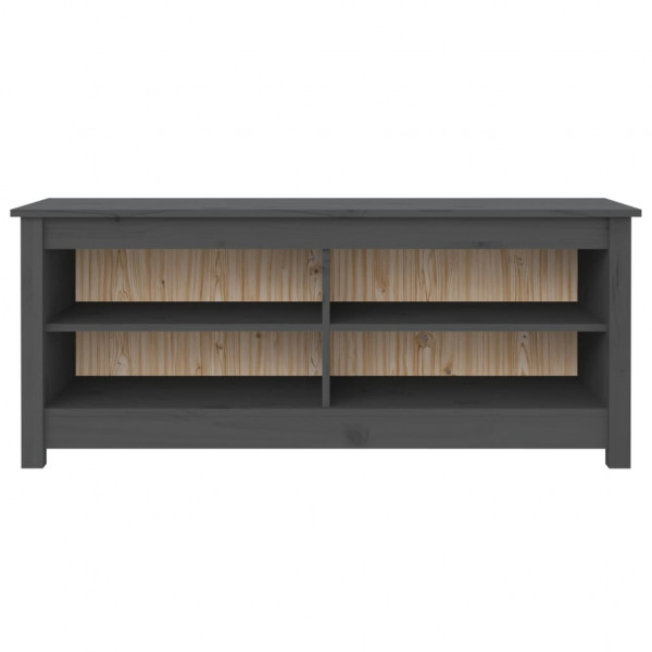 Banco zapatero madera maciza de pino gris 110x38x45.5 cm M 3