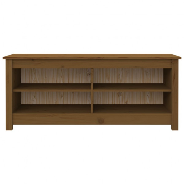Banco zapatero madera maciza de pino marrón miel 110x38x45.5 cm M 3