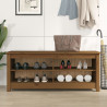 Banco zapatero madera maciza de pino marrón miel 110x38x45.5 cm 5