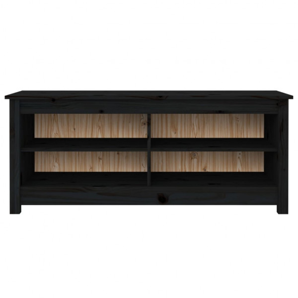Banco zapatero madera maciza de pino negro 110x38x45.5 cm M 3