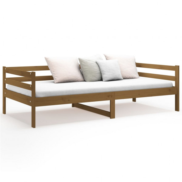 Sofá cama de madera maciza de pino marrón miel 90x190 cm M 5