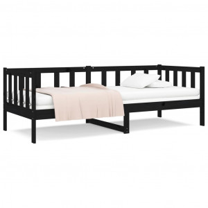 Sofá-cama 90x190 cm madeira de pinho maciça preto H
