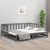Sofá cama extraíble madera maciza de pino gris 2x(90x190) cm 1
