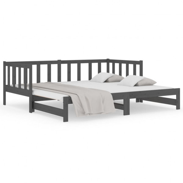 Sofá cama extraíble madera maciza de pino gris 2x(90x190) cm M 2