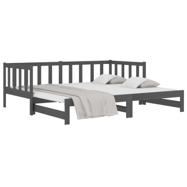 Sofá cama extraíble madera maciza de pino gris 2x(90x190) cm M 3