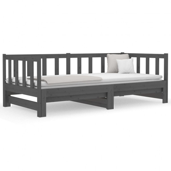 Sofá cama extraíble madera maciza de pino gris 2x(90x190) cm M 5