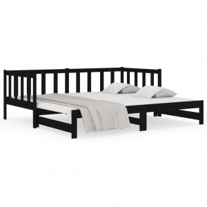 Sofá cama extraíble madera maciza de pino negro 2x(90x190) cm H