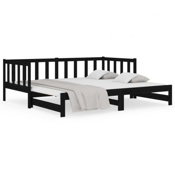 Sofá cama extraíble madera maciza de pino negro 2x(90x190) cm M 2
