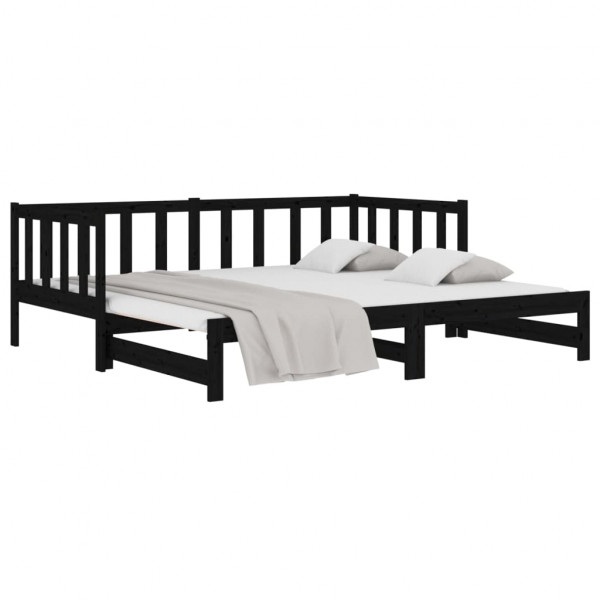 Sofá cama extraíble madera maciza de pino negro 2x(90x190) cm M 3