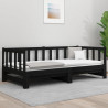Estrutura sofá-cama de puxar 2x(90x190) cm pinho maciço preto 4