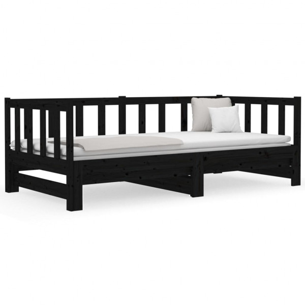 Sofá cama extraíble madera maciza de pino negro 2x(90x190) cm M 5