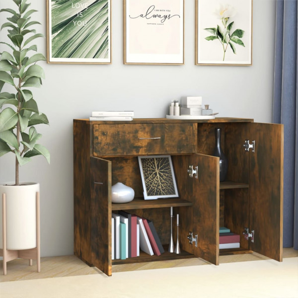 Aparador madera contrachapada color roble ahumado 88x30x70 cm M 3