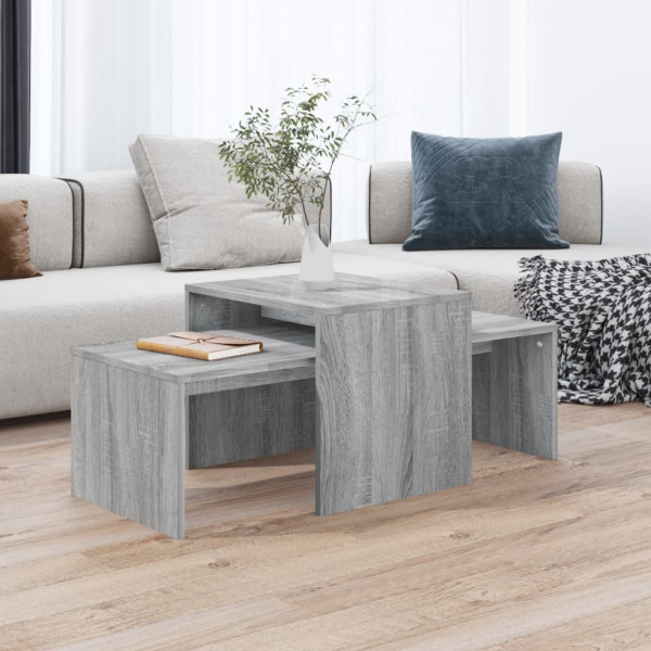 Set mesa de centro madera contrachapada gris Sonoma 100x48x40cm M 3