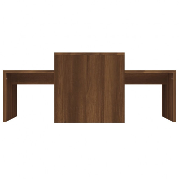 Set mesas centro madera contrachapada roble marrón 100x48x40 cm M 4