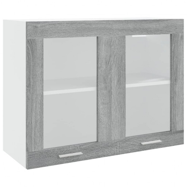 Armario vitrina colgante madera contrachapada gris 80x31x60 cm M 2