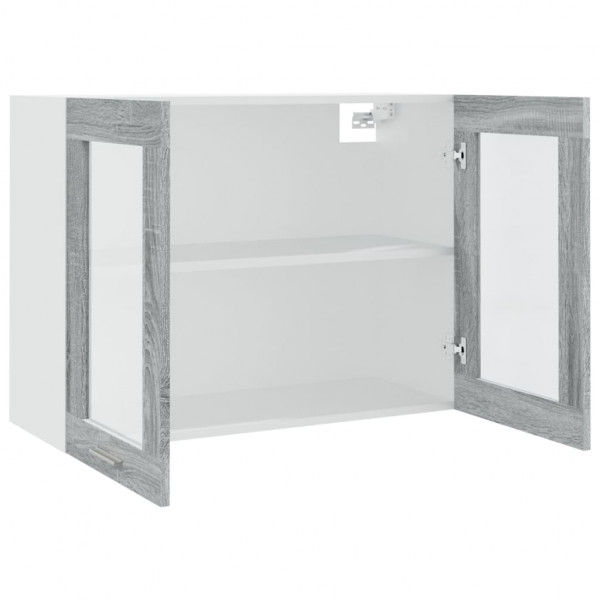 Armario vitrina colgante madera contrachapada gris 80x31x60 cm M 5