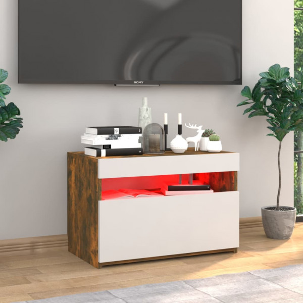 Mueble de TV con luces LED color roble ahumado 60x35x40 cm M 4