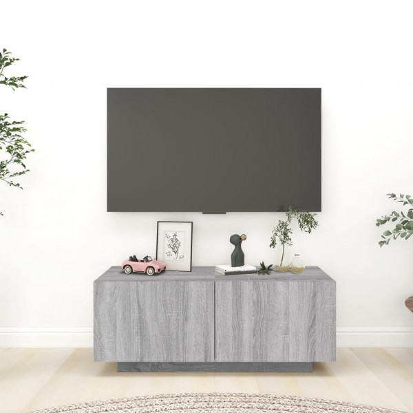 Mueble de TV madera contrachapada gris Sonoma 100x35x40 cm D