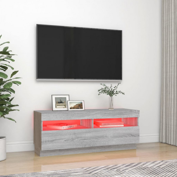 Mueble de TV con luces LED gris Sonoma 100x35x40 cm M 3